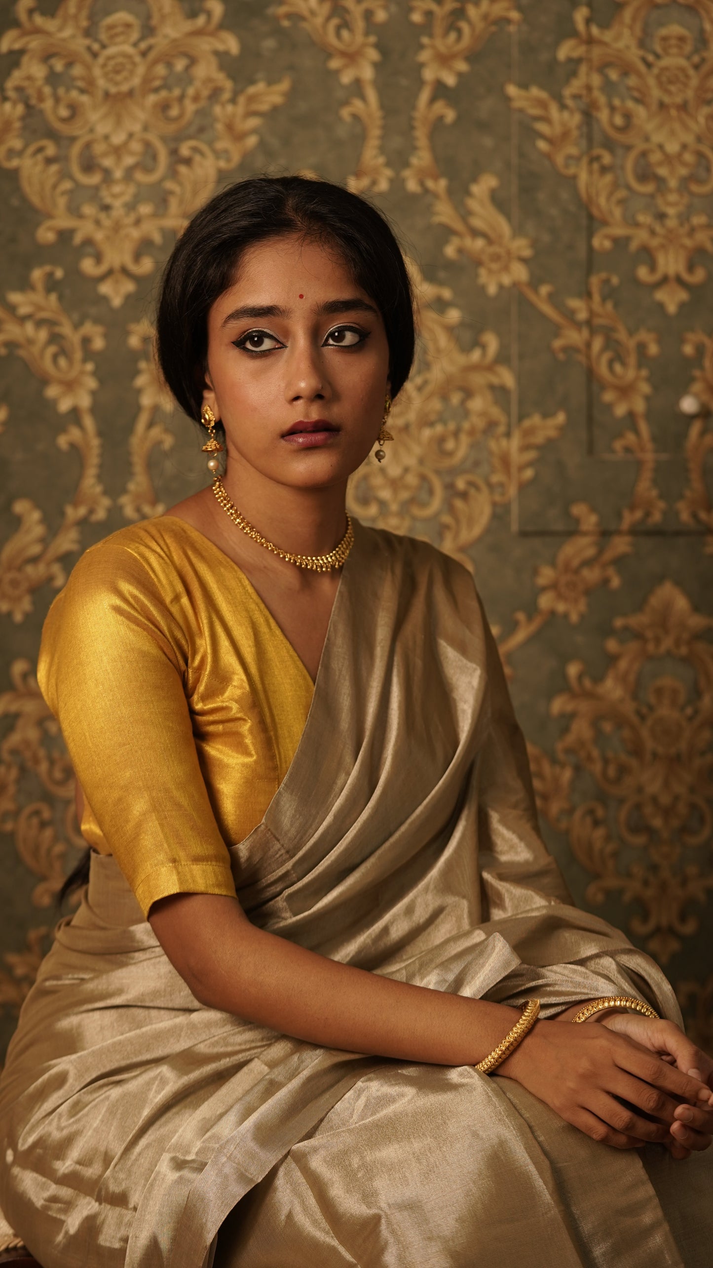 Royal silver chanderi tissue silk saree