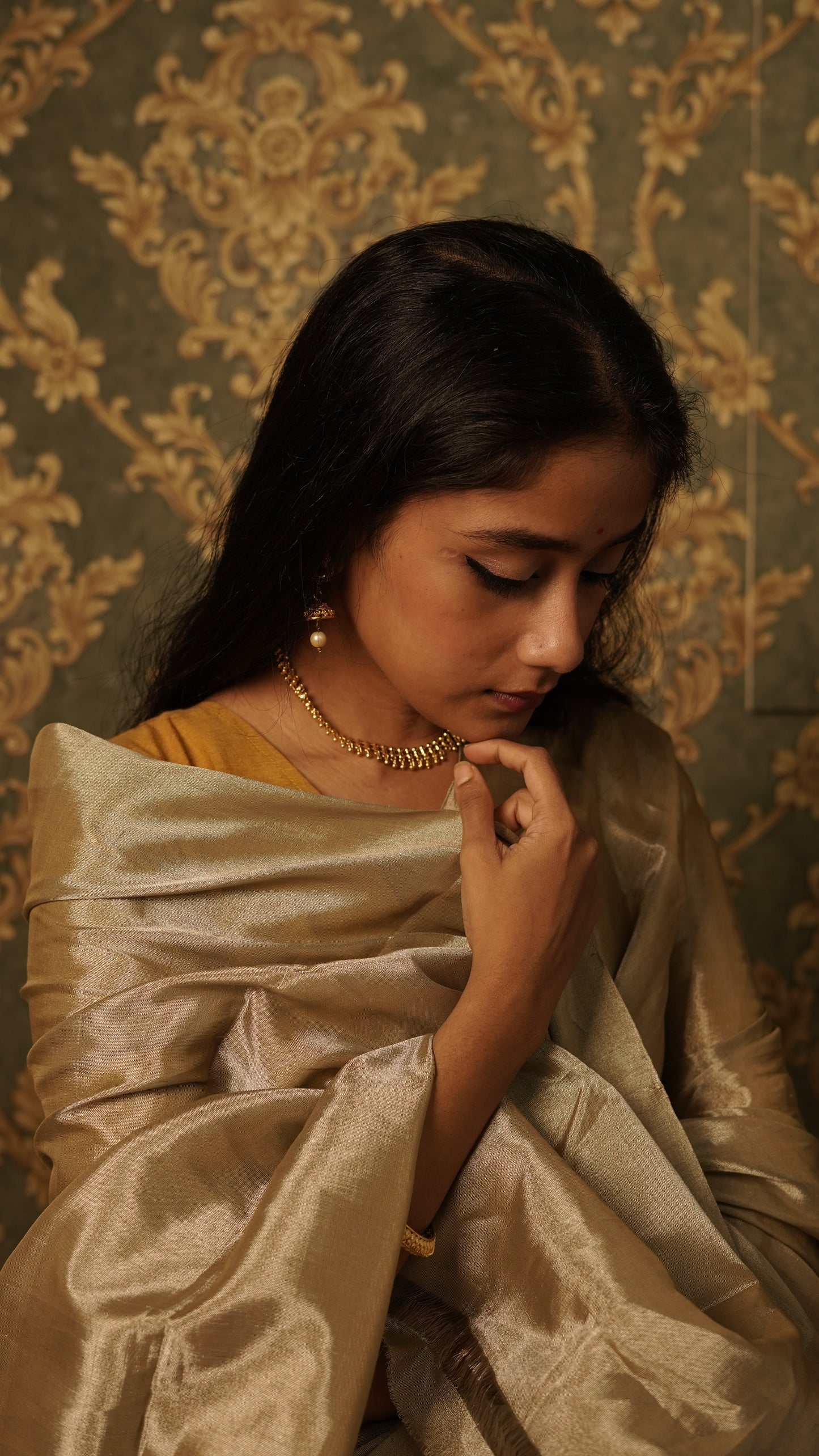 Royal silver chanderi tissue silk saree