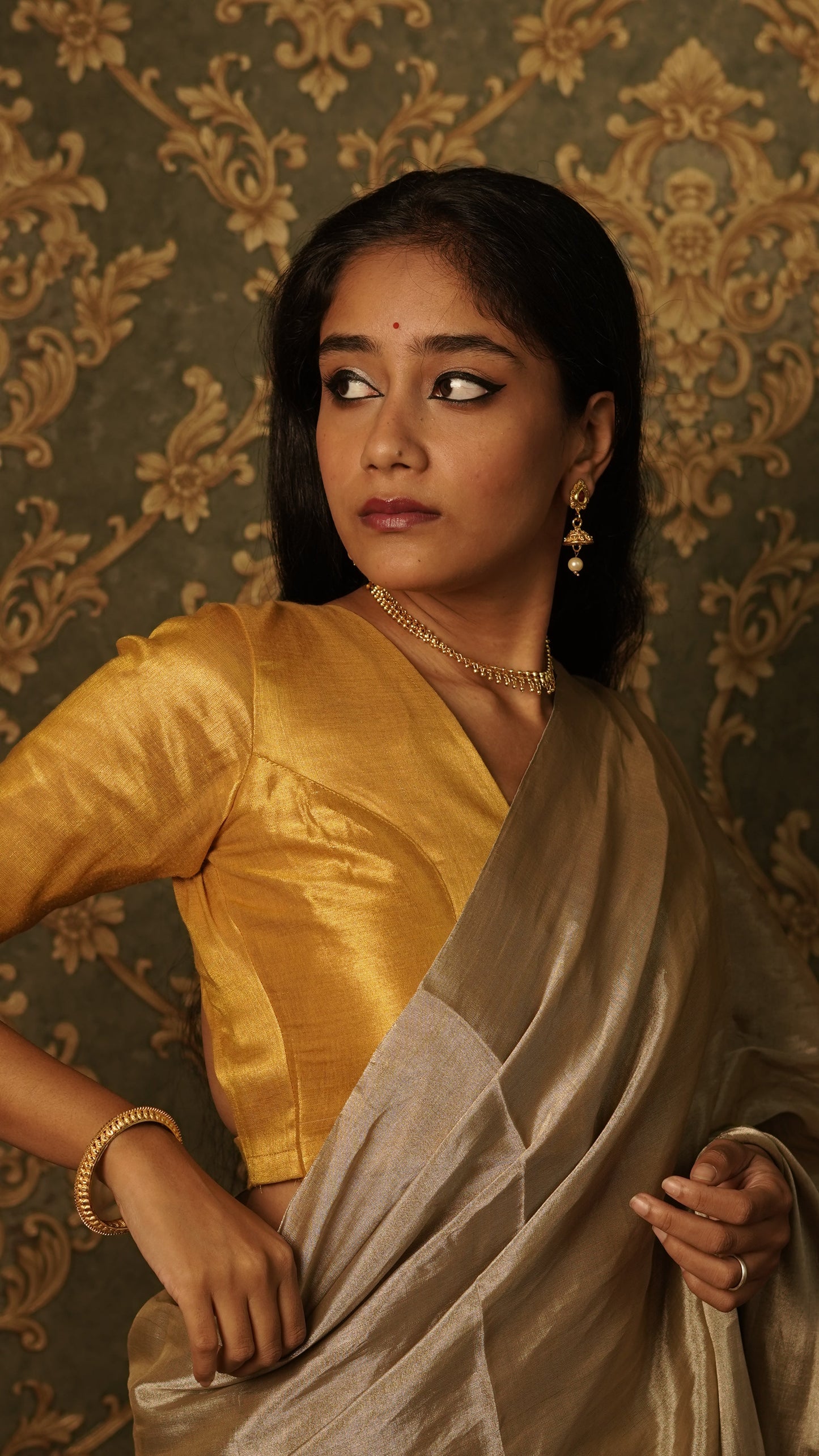 Royal silver chanderi tissue silk saree