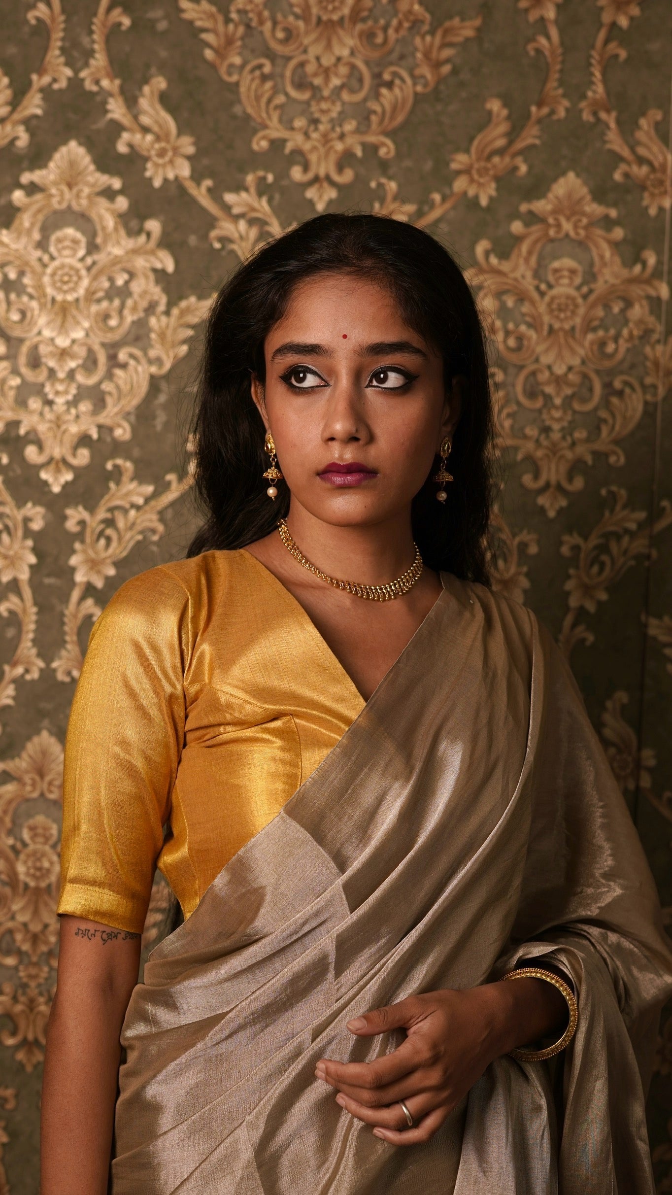 Royal silver chanderi tissue silk saree