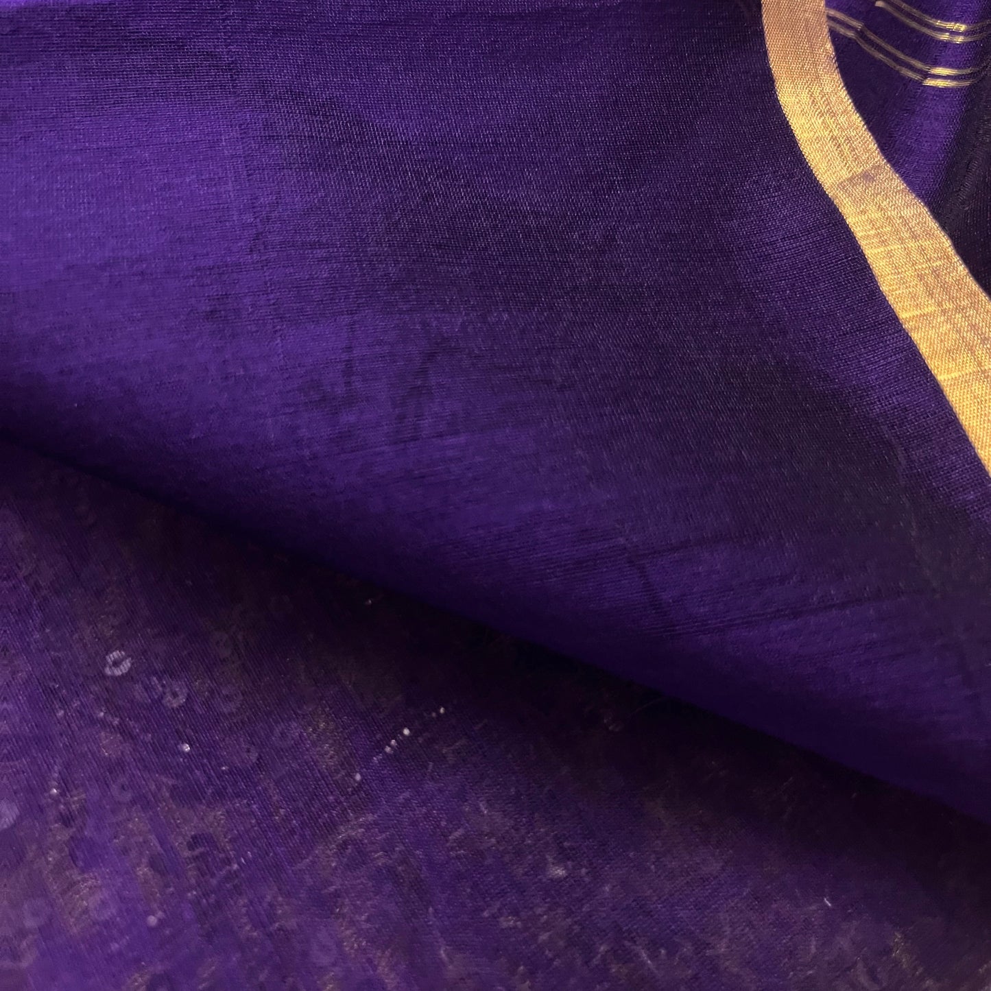 Dark purple and gold maheshwari saree with zari border