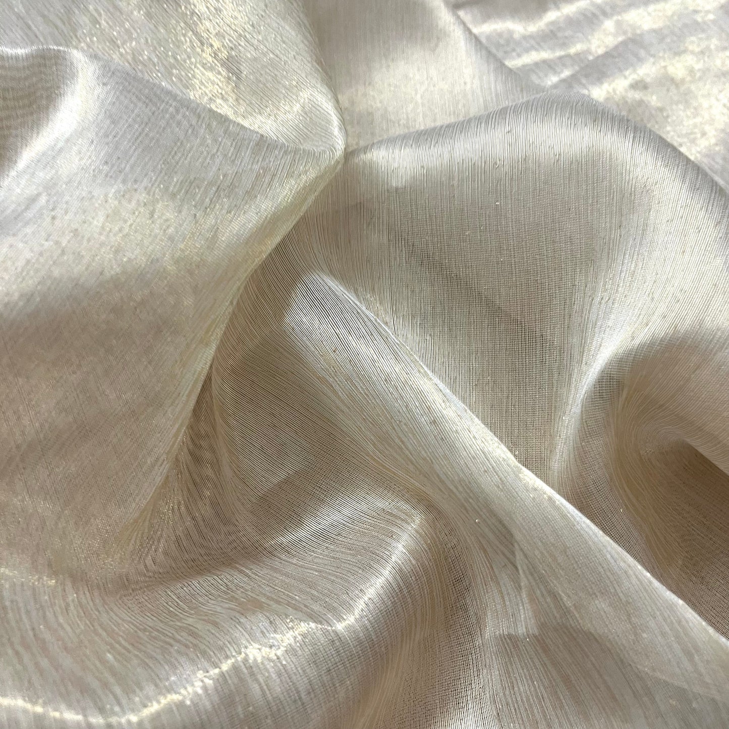 Champagne gold and pink maheshwari tissue silk saree