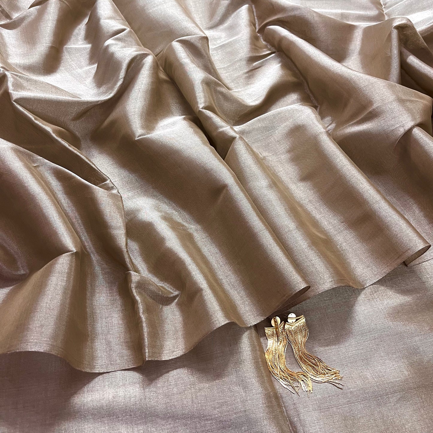 Royal silver chanderi tissue silk saree