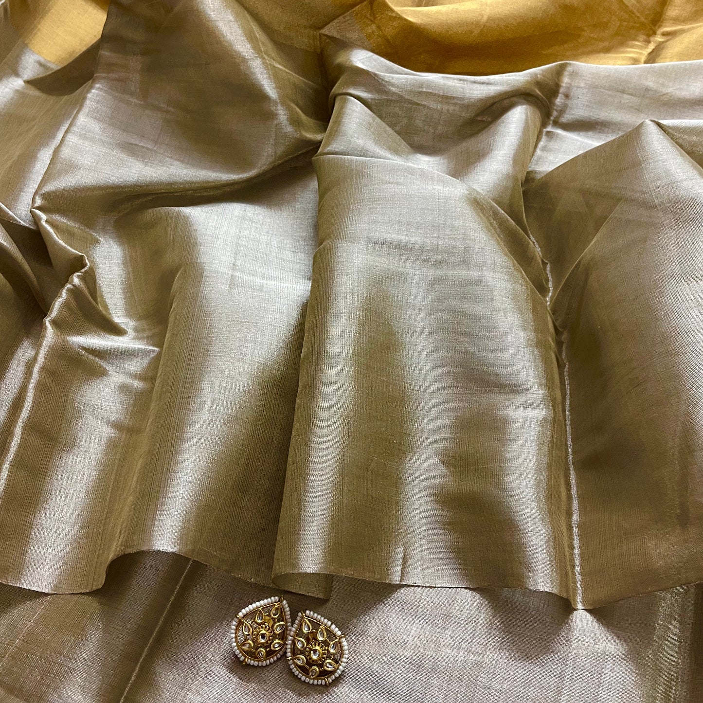 Gold and silver chanderi tissue silk saree